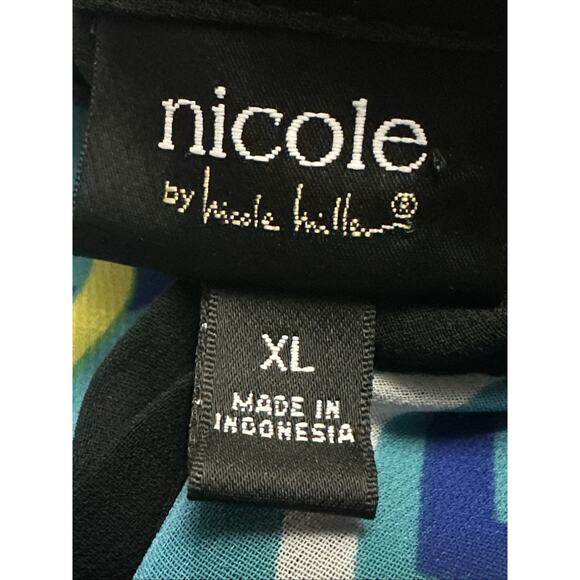 Nicole By Nicole Miller XL Blouse Multicolor Mock Neck Semi-Sheer Long Sleeve - Picture 4 of 6